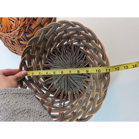 Lot of 2 vintage wicker baskets organization storage modern oval small / medium# - Picture 6 of 7